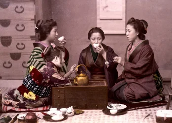 Tea at home, Japan, late 19th century - Foreign Missions Archive