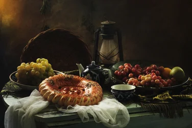 Rustic Bread and Grapes