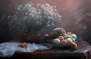 Rustic Fruit and Flowers
