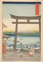The Entrance to Enoshima in Sagami Province, from Thirty-Six Views of Mount Fuji, 1858