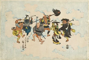 Characters from Ōtsu-e Folk Paintings Dancing Bon-odori