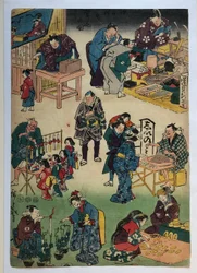 Characters from Plays as Merchants and Customers, from the series The Prosperous Jōruri District