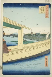 Distant View of Azuma Bridge and Kinryuzan Temple, from the series "One Hundred Famous Views of Edo"