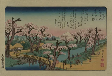 Evening Glow at Koganei Bridge. From the series Eight Views in the Environs of Edo