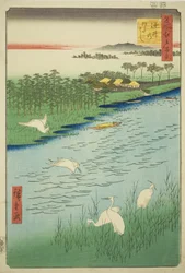 Ferry Crossing at Sakasai, from the series "One Hundred Famous Views of Edo"