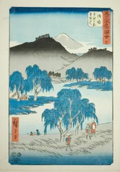 Goyu: Motono Plain and Motosaka Pass, no. 36 from the series Famous Sights of the Fifty-three Stations, also known as the Vertical Tokaido