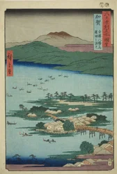 Kaga Province: The Fishing Fires on Lake Renko, One of the Eight Scenic Views of Kanazawa, from the series "Famous Places in the Sixty-odd Provinces"