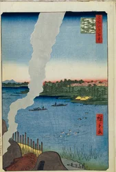 Kilns and the Hashiba Ferry on the Sumida River One Hundred Famous Views of Edo