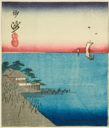 Morning Market at Nihon Bridge, section of a sheet from the series "Cutouts of Famous Places in Edo"