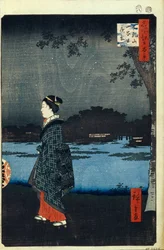 Night View of Matsuchiyama and the Sanya Canal One Hundred Famous Views of Edo
