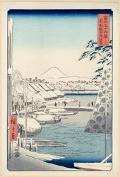 Riverbank at Sukiya in Edo, from the Series Thirty-six Views of Mount Fuji