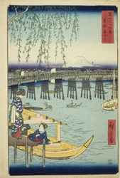 Ryogoku Bridge in the Eastern Capital, from the series "Thirty-six Views of Mount Fuji"