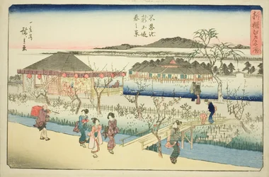 Spring View of the New Embankment at Shinobazu Pond, from the series 