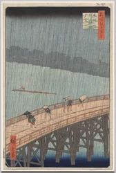 Sudden Shower over Shin-Ohashi Bridge and Atake, from the series One Hundred Famous Views of Edo