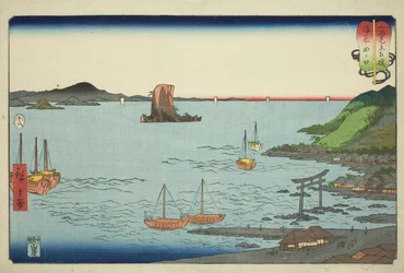 Tanokuchi in Bizen Province, from the series "Wrestling Matches between Mountains and Seas"