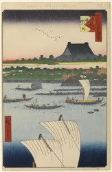 Teppozu and Tsukiji Honganji Temple, No.78 from One Hundred Famous Views of Edo, 1858