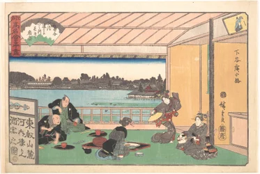 The Kawachirō Restaurant, Shitaya Hirokōji (Shitaya Hirokōji, Kawachirō), from the series A Collection of Famous Restaurants of Edo (Edo Kōmei Kaitei Zukushi)