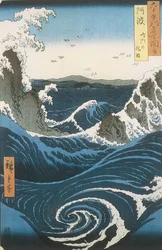 The Naruto whirlpools in Awa Province. From the series Famous Views of the 60-odd Provinces, ca. 18