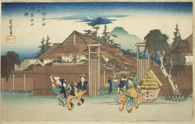 The Willow Tree at the Gate of Shimabara Pleasure Quarter, from the Series 