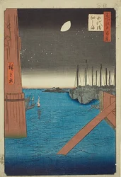 View of Tsukuda Island from Eitai Bridge, No.4 from the series "One Hundred Famous Views of Edo"