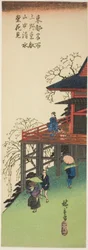 Viewing Cherry Blossoms from Kiyomizu Hall at Toeizan in Ueno, from the series "Famous Views of the Eastern Capital"