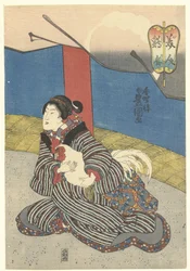 Beauties at a Cockfight, Bijin toriawase (title on object)