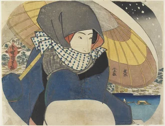 Woman Wearing Hood with Umbrella