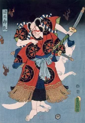 Bando Kamezo as Yokawa Kakuhan in a Scene from Sembonzakura