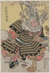 Musashibo Benkei Kneeling by a Plum Tree