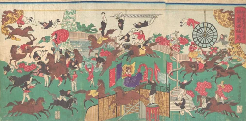 French Equestrian Circus on the grounds of Asakusa Kannon temple, 1871