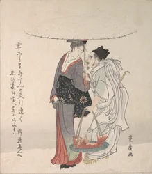 Ebisu and Benten Walking in the Snow