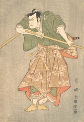 The Actor Kataoka Nizaemon in Ceremonial Robes of Green and Pink