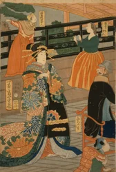Visitors from Several Nations Enjoying a Party in the Fan Room of the Gankirō, 1860
