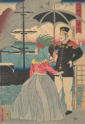 Returning Sails at the Wharves [American couple], 1st month, 1861