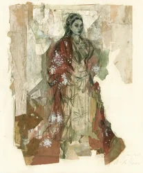 Elegant Woman Red Shawl