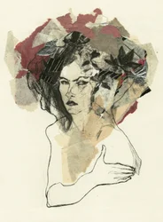 Thoughtful Woman Collage