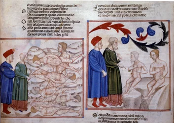 Dante and Virgil in Conversation with Grifolino of Arezzo and Capocchio of Siena, 14th century