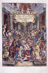 Flemish anatomist and physician, Andreas Vesalius, giving a lesson at the school of medicine in Brussels