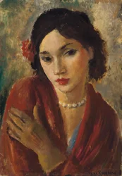 An Elegant Lady with a Pearl Necklace