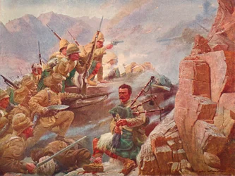 Storming of the Dargai Heights by the 1st Gordon Highlanders and the Gurkhas