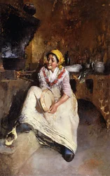 A Young Girl with a Tambourine