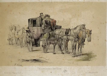 Cars called fiacres - Lithography by Adam, v.1840