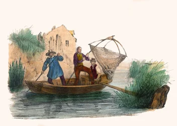 La Peche. in “Album Grotesque, Choices of Outstanding Types”, illustrations by Victor Adam, Paris, circa 1850.