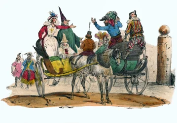 Les Mascarades du carnival. in Album Grotesque, Choices of Outstanding Types, illustrations by Victor Adam, Paris, circa 1850