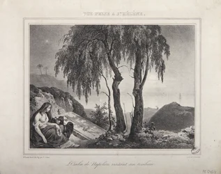 The shadow of Napoleon visiting his tomb, view of Saint Helena