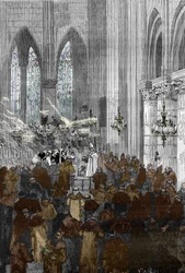 Affair of the Possessed of Loudun (Demons of Loudun) ca. 1630: The Possessed Ursuline Nuns during an Exorcism Session in the Church of St Croix in Loudun