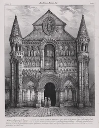 Romanesque facade of the Church of Notre Dame la Grande, Poitiers, France
