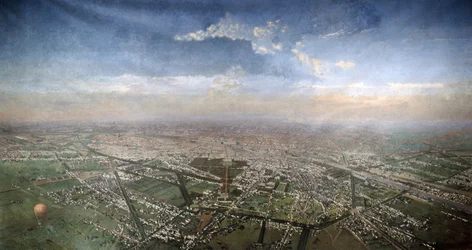 General view of Paris from a hot-air balloon