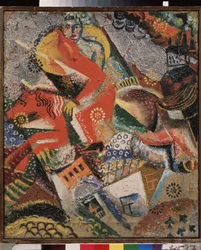 Composition with a red rider