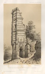 Picturesque Architecture or Monuments of the 15th and 16th Centuries: Castles of France of the 15th and 16th Centuries: Pl. 3, Tower of the Castle of Montfort-l